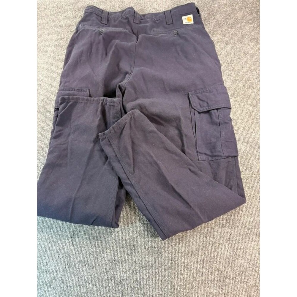 Carhartt FR Navy Blue Canvas Cargo Work Pants Men 34x30 CAT 2 NFPA 2112